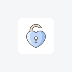 Love lock, secure fully editable vector line icon

