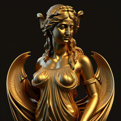 Realistic gold statue of ancient woman greek, generative AI	