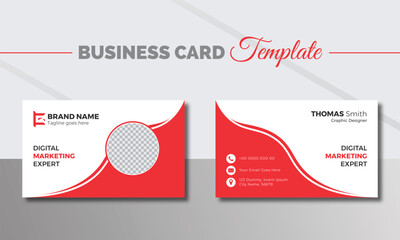 Modern & minimal business card with photo, simple clean design template, vector design, professional business card template, visiting card template. double sided business card design template