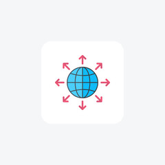 World, connection fully editable vector fill icon


