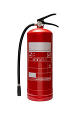 Red fire extinguisher. Isolate on a white back. - obrazy, fototapety, plakaty
