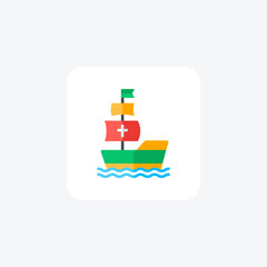 Columbus day, Columbus fully editable vector fill icon

