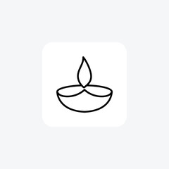 Diya diwali, diwali fully editable vector line icon

