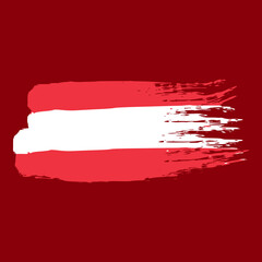 austria flag abstract brush stroke paint illustration element on red background