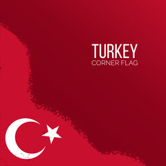 turkey flag asbtract brush stroke ink paint as bottom corner frame illustration on red gradient background