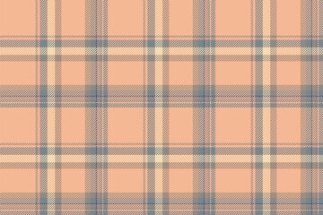 Plaid background, check seamless pattern in beige. Vector fabric texture for textile print, wrapping paper, gift card or wallpaper.