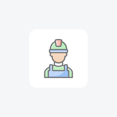 Builder, helmet fully editable vector fill icon

