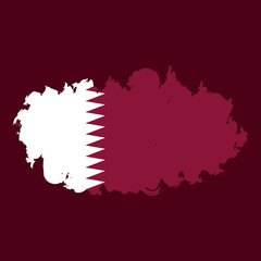 qatar flag in abstract brush stroke ink paint shape illustration element for national event or independence day
