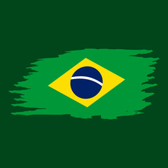 brazil national flag as graphic element for national event day in brush stroke paint shape illustration