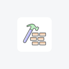 Bricks, building fully editable vector fill icon

