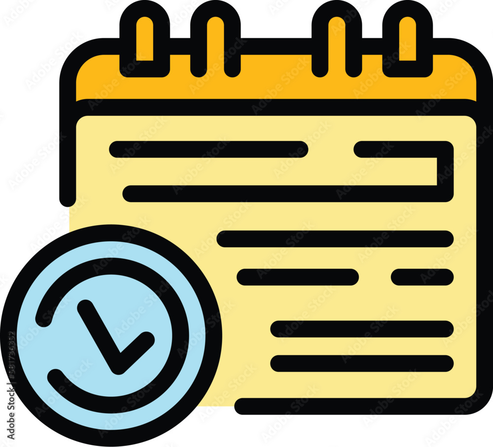 Poster task schedule approved calendar icon. outline task schedule approved calendar vector icon for web de