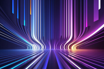 abstract background bright neon rays and glowing lines,  flash traffic energy highway, indigo blue creative wallpaper