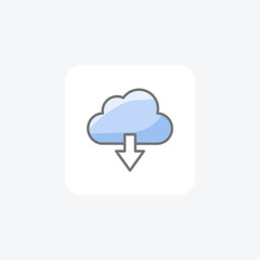 Upload, cloud, fully editable vector flat icon

