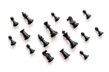 Business leadership concept. Black and white chess pieces, top view