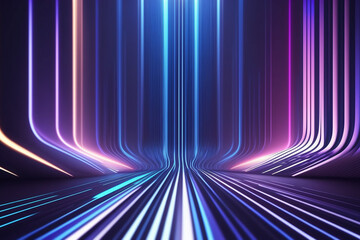 abstract background bright neon rays and glowing lines, indigo blue creative wallpaper