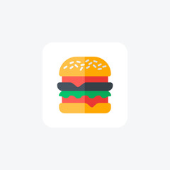 Burger, fast food fully editable vector icon


