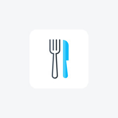 Dinner, fork fully editable vector icon

