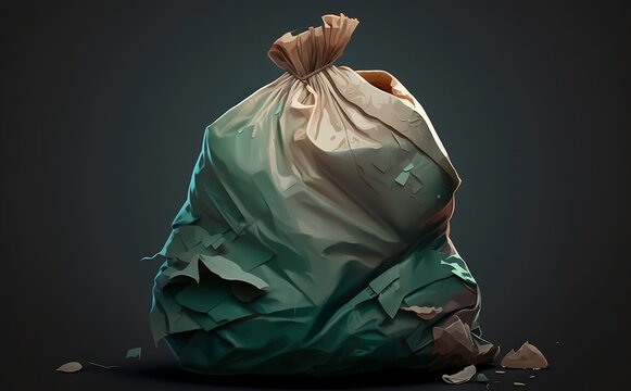Garbage bag on the ground. Generative AI technology.