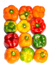 Fresh sweet peppers on white background neatly folded