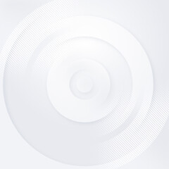 Minimal white grey elegant circles. Abstract circular illustration with diagonal stripes. Linear radial gradient smooth soft shadow. Blank luxury business cover for hi-tech technology ad black 3d logo