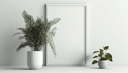 Empty square frame mockup in modern interior Ai generative
