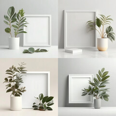 Empty square frame mockup in modern minimalist interior Ai generative