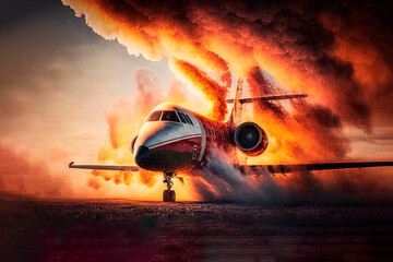 Obraz na płótnie Canvas burning plane crashing concept