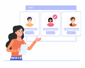 HR Manager choosing best candidate for job. Recruitment concept.