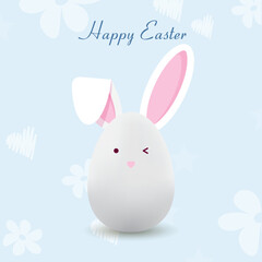 beautiful and simple easter greeting card with bunny egg