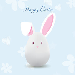 Fototapeta premium beautiful and simple easter greeting card with bunny egg