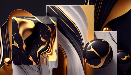 Modern abstract shapes 3d blob swirl background, Generative AI