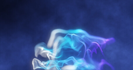 Abstract blue glowing fluid of particles and waves abstract liquid background