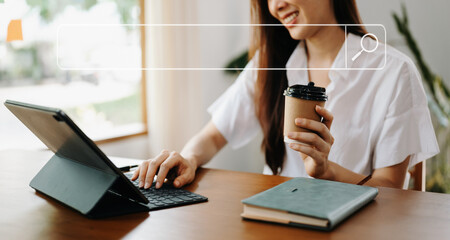 Searching Browsing Internet Data Information Networking Concept with blank search bar.