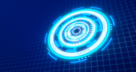 Abstract round blue ring of lines HUD elements circles energy futuristic scientific hi-tech digital abstract HUD background