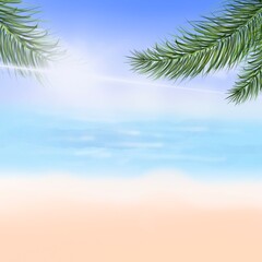 Obraz na płótnie Canvas Beach illustration, Summer background, 