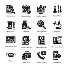 Medical vector Solid icon style illustration. EPS 10 File Set 5