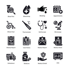 Medical vector Solid icon style illustration. EPS 10 File Set 3