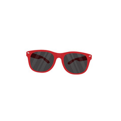 Sunglasses with red color frame on transparent background
