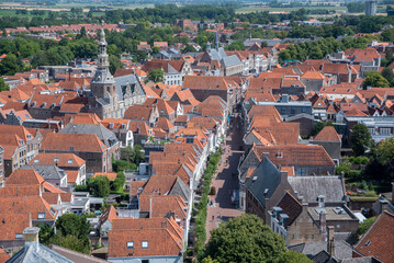 Fototapeta na wymiar Stadtansicht vom Sint Lievensmonstertoren in Zierikzee. Provinz Zeeland in den Niederlanden