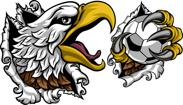 Bald Eagle Hawk Ripping Soccer Football Mascot