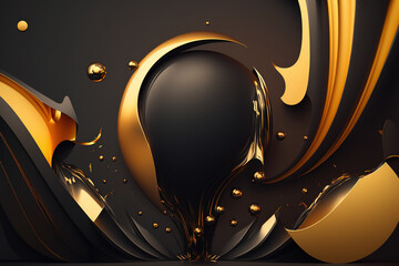 Abstract gold and black background. Luxury wallpaper. AI