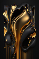 Abstract gold and black background. Luxury wallpaper. AI