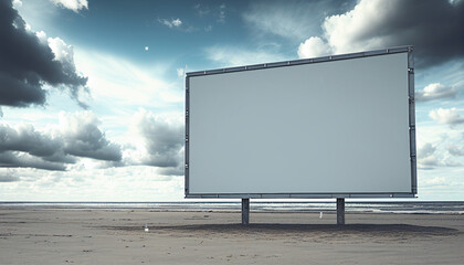 Set your brand apart with this impactful billboard mockup on the beach and picturesque sky. Generative Ai