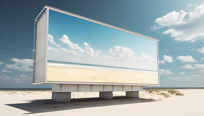 Make an impact with this eye-catching billboard mockup set against a beautiful sky. Generative Ai