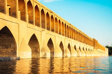 Washable wall murals Khaju Bridge Isfahan, Iran - May 2022: SioSe Pol or Bridge of 33 arches, one of the oldest bridges of Esfahan and longest bridge on Zayandeh River
