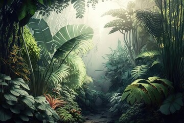 Jungle inside. AI generated.