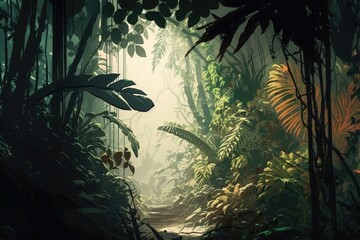 Jungle inside. AI generated.
