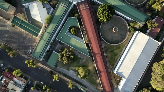 drone shot of antique prison in mexico city