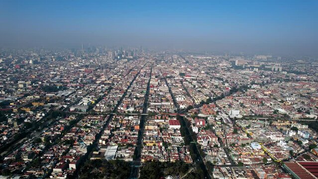 aerial shot of diverse neighborhoods in mexico city