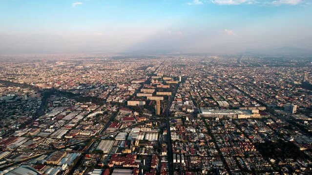 drone shot of sunset at north mexico city